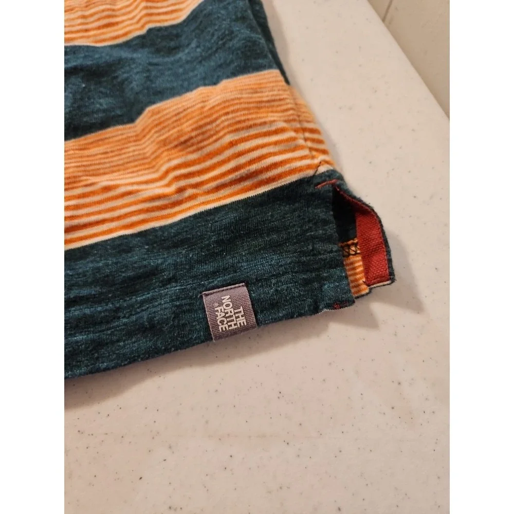 The North Face Polo  Blue Orange Striped Cotton‎ Mens Golf Shirt Size XXL (A1199
